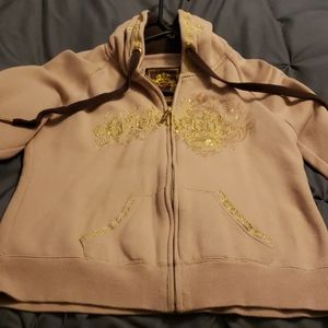 Eckored hooded zip up sweatshirt